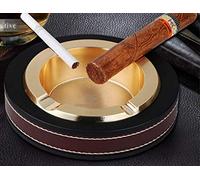Fengtaike Leather Stainless Steel Cigarette Ashtray Modern Tabletop Cigars Ashtrays for Indoor,Gift for Smokers, Desktop Smoking Ashtray for Home Office Decoration