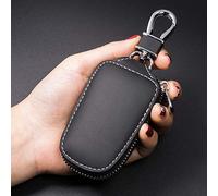 FENGXIONGHUAJI Car Key Case for Fiat Panda II MK3/Mk4 2003 2004 2005 2006 2007 2008 2009-2020, Leather Car KeyChain Coin Holder Auto, Key Keyring Wallet for Women and Men,Black