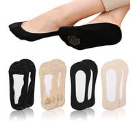 Fengyuanhong 8 Pairs Women Ankle Socks Set Shoe Tights, 4 Pairs Lace and 4 Pairs Ice Silk Non-slip Ankle No Show Ultra Low Cut Boat Socks for Sneakers High-heel Shoes