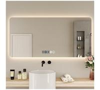 FENGZEQUAN LED Bathroom Mirror,Dimmable 3 Colors Illuminated Backlit Wall Mounted Bathroom Mirrors Anti-fog Vanity Mirror, Horizontal/Vertical，bathroom,dressing table(H70*W90CM/H27.5*W35.4IN)
