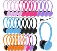 FENGZHU Kids Bulk Headphones for Classroom School, Classroom Headphones Bulk, Compatible with 3.5mm Jack for Library Children Adults Office Gifts (Mixed Colors) (30)