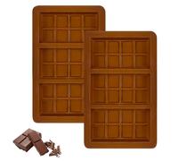 FENGZIZH 2 PCS Chocolate Moulds, Silicone Chocolate Bar Moulds for Healthy Homemade Treats, Reusable Chocolate Bar Mold for DIY Baking, Easy Demoulding (8 Grid 3 Section)
