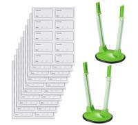 FENGZIZH 2 Pcs Freezer Bag Holder Stand with 100 Pcs Freezer Labels, Adjustable Baggy Rack Holder for Food Prep Bag, Reusable Sandwich Bag Racks for Food Storage (Green)