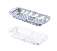 FENGZIZH Adjustable Dish Drainer Dish Rack Over The Sink,Drying Rack, Extendable Vegetable Fruit Washing Basket, Collapsible Strainer Basket,Plastics(Grey+White)