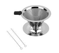 FENGZIZH Coffee Filter, Stainless Steel Portable Pour Over Coffee Dripper, Reusable Drip Cone Espresso Filter with 2 Pcs Cleaning Brush for Manual Espresso Maker, 1-5 Cups