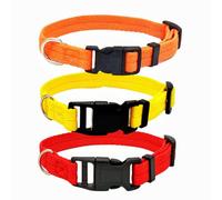 FENGZIZH Fashionable True Love Dog Collar for Small Dogs, Adjustable Durable Nylon Puppy Collar with Safety Locking Buckle(3pcs,Red+Orange+Yellow)