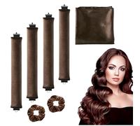FENGZIZH Heatless Curlers - 4Pcs Heatless Blowout Rods with Satin Silk Head Hair Scarf and 2 Hair Bands, DIY Hair Curlers no Heat for Overnight Curls