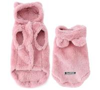 Fenhaodian Plush Pet Coat with Rabbit Ears for Autumn Winter, Cute Soft Warm Jacket for Small Medium Dogs Cats Sphynx and Chihuahua