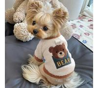 Fenhaodian Plush Round Neck Hoodie for Small Dogs, Warm Cozy Two-Legged Winter Outfit and Costume for Dog Walking and Decor