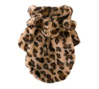 Fenhaodian Warm Fleece Hooded Leopard Print Coat, Winter Jacket and Clothing for Small Dogs and Pets like French Bulldog