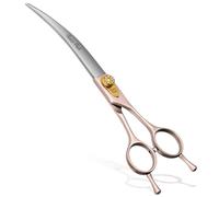 Fenice Peak Professional Curved Dog Grooming Scissors 7'' Rose Gold 440C Stainless Steel Pet Cutting Shears Safety Trimming Shearing for Dogs Cats