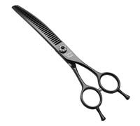 Fenice Peak Professional Dog Grooming Scissors Pet Curved Chunker Shears 7.0'' Extremely Sharp Blades 440C Steel Thinning Scissors Durable Smooth Motion & Fine Cut for Dogs and Cats(Black)