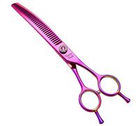 Fenice Peak Professional Dog Grooming Scissors Pet Curved Chunker Shears 7.0'' Extremely Sharp Blades 440C Steel Thinning Scissors Durable Smooth Motion & Fine Cut for Dogs and Cats (Multicolored)