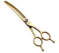 Fenice Peak Professional Dog Grooming Scissors Pet Curved Thinning Shears 7.0'' Extremely Sharp Blades 440C Steel Thinning Scissors Durable Smooth Motion & Fine Cut for Dogs and Cats(Gold)