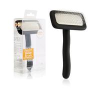 Fenice Peak Slicker Brush for Dogs Black Wooden Dog Brush Pet Comb for Poodles Goldendoodles Easy to Remove Tangles Dirt and Loose Hair Professional Dog Grooming Brush
