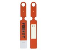 FENICE Vegan PU Leather Fragile Priority Luggage Tag Label for Suitcase Travel Bag (Orange-Priority)