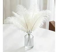 Fenisonavy Ostrich Feathers Natural Soft Fluffy Feathers for Crafting 10pcs 14-16inch(35-40cm) Perfect DIY for Vase Fillers Wedding Home Party Decor (White)
