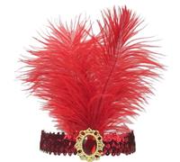 Fenisonavy Showgirl Headpieces Feather Headpiece 1920s 2pcs Fashion Flapper Headband Great Gatsby Accessories for Women Girls Party Costume (Red, 2 Pieces feathers)