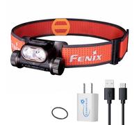 FENIX HM65R-T V2.0 Running Rechargeable Headlamp, 1600 Lumen White Light and Warm White Dual Beams, Lightweight Long Runtime for Trail Running, USB Rechargeable, with Wall Plug (Black)