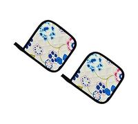 FenixDepot 2 Pot Holders Heat Resistant Non-Slip Oven Pads, 100% Cotton, suitable for Grilling, Cooking, Baking, Microwave - Set of 2 (Floral White)