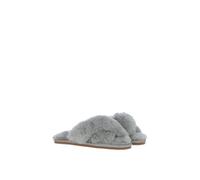 Fenland England Women's 'Chouette' Fenland Sheepskin Crossover Slippers in Grey | Size: 5-6 Fenland England Grey 5-6