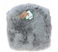 Fenland Sheepskin Fenland Real Sheepskin Pouffe Stool, Cozy, Plush And Handmade - Grey (H) 35Cm (Diameter) 35Cm