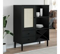 fenland wooden highboard with 1 door and 2 drawers in black