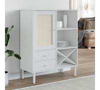 fenland wooden highboard with 1 door and 2 drawers in white