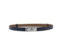 FENLDY Adjustable Thin Belts For Womens Skinny Belts For Dresses Womens Solid Color Alloy Turn Lock Belts For Jeans, Dark Blue Silver Buckle, One size