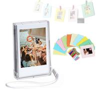 Fenmaru 3 Inch Photo Storage Box Bag + 10 Pieces Hanging Paper Photo Frame with String and Clip for Instax Mini SE/Mini 12/11/90/40/9/8/7/7+, Display Wall Decoration