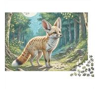 Fennec Fox 1000 Pieces Jigsaw Puzzles Engaging Home Decoration Fox in Moonlit Forest Jigsaw Puzzle Home Decoration for Gifts 52x38cm/1000pcs