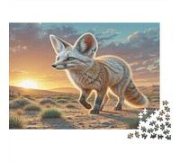 Fennec Fox 1000 Pieces Recycled Cardboard Jigsaw Puzzle Desert Fox at Sunset Unique Christmas Birthday Gift Adults Teens Premium Quality Brain Teaser Indoor Game 52x38cm/1000pcs