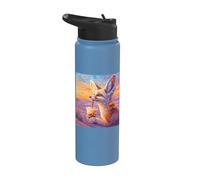 Fennec Fox Boba Tea Bubble Sunset Stainless Steel Insulated Water Bottle