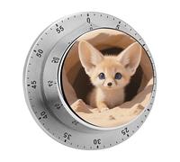 Fennec Fox Cub in Den Kitchen Timers for Cooking Visual Timer Stainless Steel Magnetic Timer with Alarm Cooking Timers for Baking, Exercise, Sports, Study & Outdoor Use