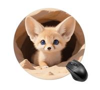 Fennec Fox Cub in Den Mouse Pad Non-Slip Rubber Base Mouse Mat Smooth Surface Stitched Edges Mousepad Aesthetic Durable Compatible with All Mice for Office & Gaming, Desk Accessory
