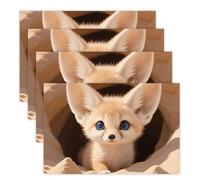 Fennec Fox Cub in Den Placemats 30x45cm*4 Linen Heat Resistant Placemats Waterproof Table Place Mats Washable Wipeable Outdoor Placemat for Kitchen Dining Room Table Decorations