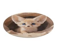 Fennec Fox Cub in Den Round Area Rug Non Slip Backing Doormat Water Absorbent Plush Throw Low-Pile Non-Slip Floor Mat Carpet for Living Room Bedroom Entryway Nursery Room 60 * 60cm
