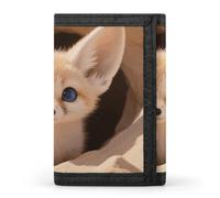 Fennec Fox Cub in Den Small Wallet Trifold Wallets Purse with 1 Cash Compartment And 8 Card Slots Money Clip