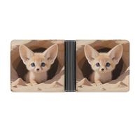 Fennec Fox Cub in Den Wallet for Men Leather Bifold Wallet Front Pocket Wallets Card Holder Wallets Money Clip