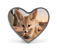 Fennec Fox Digging Lapel Pin Heart Metal Brooch Pin with Secure Pinback Fashion Button Badge for Clothing, Hats, Bags Decoration