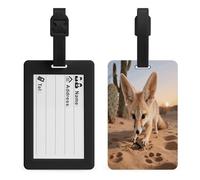 Fennec Fox Digging Luggage Tags for Suitcases Personalized Luggage Tags Business Card Holder Travel ID Bag Tag with Address Card Quick Spot Baggage Identifier for Carry On