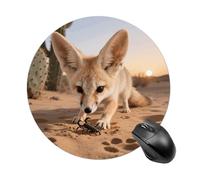 Fennec Fox Digging Round Mouse Pads Non-Slip Rubber Base Mouse Mat Cute Mousepad Funny Computer Desk Accessories for Office Home Gaming Work 7.8 X7.8 Inch