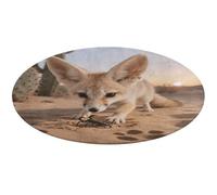 Fennec Fox Digging Round Rug Washable Circle Area Rugs for Living Room Non-Slip Rugs for Bedroom Dining Room Rug Front Door Mat Round Carpet for Bedroom Kitchen 90 * 90cm