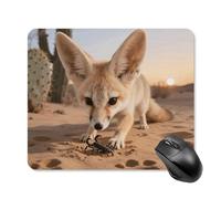 Fennec Fox Digging Square Mouse Pads Non-Slip Rubber Base Mouse Mat Cute Mousepad Funny Computer Desk Accessories for Office Home Gaming Work 25 * 30cm