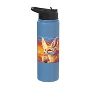 Fennec Fox Drinking Bubble Tea Boba Lover Stainless Steel Insulated Water Bottle