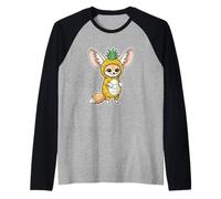 Fennec Fox in Pineapple Costume Cute Halloween Animal Raglan Baseball Tee