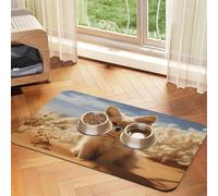 Fennec Fox in The Desert Pet Food Mat 17.2x11.81in Absorbent Non-Slip PU Leather Feeding Mat for Dogs Cats Rubber Bottom Fast Drying Rollable Pet Bowl Placemat