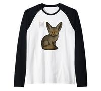 Fennec Fox Ink Art - Minimalist Desert Animal Illustration Raglan Baseball Tee