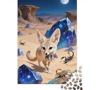 Fennec Fox Jigsaw Puzzles Puzzle for Adults Kids. 1000 Piece Cute Impossible Challenge Toy Educational Game Home Decoration for Adults& Kids Age 14 Years Up 1000pcs (75x50cm)