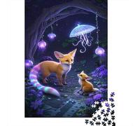 Fennec Fox Jigsaw Puzzles Puzzles for Adults Kids. 1000 Pieces Cute Fox Whimsical Challenge Toy Educational Game Home Decoration for Educational Games Gifts 1000pcs (75x50cm)